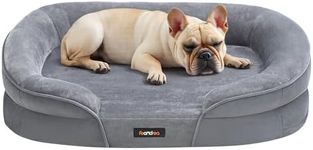 Feandrea Dog Bed, Medium Orthopaedic Dog Sofa Bed, 30 x 20 x 7 Inches, Egg Crate Foam, Waterproof Liner, Raised Edges, Removable and Machine Washable Cover, Non-Slip, Light Gray UPGW281G01