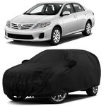 Sulfar 100% Water Resistant Car Body Cover Compatible with Mirror for Toyota Corolla (Triple Stitched, Full Bottom Elastic, Black)