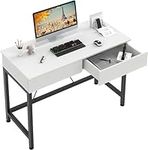 CAIYUN Computer Desk with Drawers, Vanity Desk, Make Up Desk, Home Office Desk with Storage, Study Table for Small Space, Laptop Table Made of Wood and Metal, 39.4", White