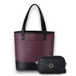 Pramadda Pure Luxury Elegant Tote bag for women with Sling Waist Crossbody Combo Pack | Shoulder Bag For Girls College | Big Size Zipper Handbag Tote Vegan Leather. (Wine & Black)