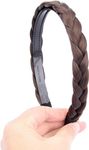 AUTOWRAP 1 Light Brown +1 Black Braided Headband With Teeth Braids Hairband With Tooth Synthetic Hair Band Plaited Hairband For Women