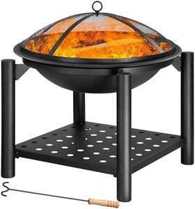 Deuba Braciere Rotondo Ø 55cm Attizzatoio Parascintille Ripiano Portaoggetti Camino Giardino Stufa