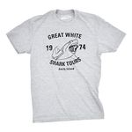 Great White Shark Tours T-Shirt Vintage Movie Boating Shirts Fishing Tees Mens Funny T Shirts Shark T Shirt for Men Funny Movie T Shirt Novelty Tees for Light Grey XXL