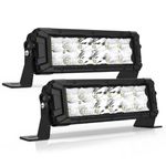 LED Light Bar 8 Inch Double Row 120W 12000LM Spot Flood Combo LED Off Road Lights Xenon White IP68 Waterproof Driving Light for Trucks, 2Pcs