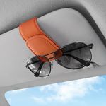 Sunglasses Holders for Car Visor,Car Magnetic Glasses Holder Leather Sunglasses Clip and Ticket Card Clip Suitable for Car Interior Visor and Different Size Eyeglasses. (Orange)