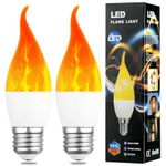 AUAUY LED Flame Light Bulb, 2W E27 Flame Effect Light Bulb, Flickering Light Bulb, 3 Lighting Modes, Indoor/Outdoor Decorative Atmosphere LED Lamps for Home, Garden, Bar, Halloween, Christmas (2 Pcs)