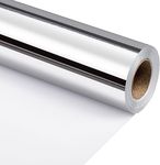 Flyhill Wrapping Paper-30inch*32.8ft - Solid Color with Mirror Silver for Christmas,Birthday,Wedding,Party