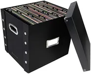 Snap-N-Store Vinyl Record Storage Box - Pack of 1-13.2 x 12.625 x 12.5 Inch LP Holder with Lid & Guides for 12-inch Records - Crate Holds up to 75 Vinyl Albums - Black