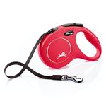 Flexi New Classic Retractable Dog Leash (Tape), 16 ft, Medium, Red, (Model: CL2MT5.250.R)