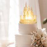 Baquler Castle Cake Topper Figurine Wedding Cake Topper Birthday Castle Night Light Topper USB Rechargeable Princess Night Light Cake Topper for Wedding Birthday Party Cake Decor (Colorful Light)