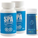 2 Bottles of Spa Marvel Filter Cleaner & Free WestCan Hot Tub Test Strips | Use to Clean Hot tub Filters | Balance Hot Tub Chemicals As Needed After Filter Cleaning | Free WestCan Test Strips (100)