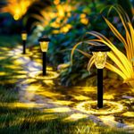 GIGALUMI Solar Lights Outdoor Garden, 10 Pack Solar Powered Garden Lights, Bright Solar Pathway Lights for Patio Lawn Yard Walkway and Landscape Warm White