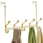 iDesign York Lyra Over The Door 10-Hook Rack for Coats, Hats, Robes, Towels - Pearl Brass