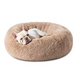 Bedsure Small Dog Bed Washable - Self Calming Dog Beds - 23 inches Fluffy Donut Cuddler for Small Deep Sleep Cat up to 25lbs - Indoor Round Dog Bed – Camel