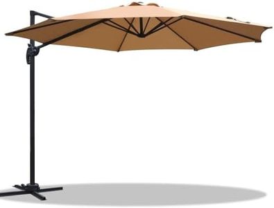 Instahut Outdoor Umbrella 3m Beige Cantilever Roma Umbrellas Stand, Sun Beach Garden Gazebo Canopy Home Patio Camping Tent, 360° Rotatable Shading Water Resistant and UV