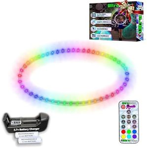 UltraHoop Remote LED Hoop - Wireless Control 60 Color Changing LED Lights w/ 300+ Modes & Patterns - Rechargeable Battery, HDPE Collapsible, Advanced to Beginner Hoola Hoops - 34” x 3/4" OD - UltraPoi