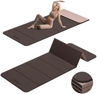 HAHE 7-Fold Design Extra Thick Yoga Mat 72"L x 24"W x 0.47",TPE Fitness Exercise Mats, Non-Slip Foldable Yoga Mat, High Density, Portable for Men & Women, Yoga, Pilates, Home Gym (Brown & Beige)