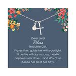 AnalysisyLove Sterling Silver Cross Necklace for Girls, First Communion, Baptism, Christening Gifts for Girl, Little Girls Jewellery with Pearl, Easter Confirmation Gifts for Godchild