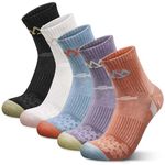 innotree Merino Wool Hiking Socks for Women Crew Socks Thermal Warm Cushion Moisture Wicking Boot Socks,5 Pairs, Black,white,purple,red,blue, Medium