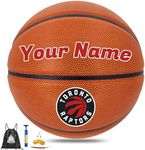 AISHOART Personalized Basketball Size 5/6 / 7, Customized N.B.A. Team Tribute Leather Basketball with Name or Text for Men, Women, Youth
