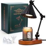 Kadrama Candle Warmer Lamp, Candle Warmer with Timer Dimmer Electric Candle Lamp with 3 Bulbs Gifts for Mom Her Height Adjustable Wax Melt Warmer for Scented Candle Jars Bedroom Home Decor, Black