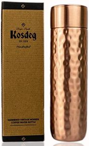 Kosdeg Copper Water Bottle - 16oz Hammered Vintage Modern Design - An Ayurvedic Pure Copper Vessel For Drinking - Drink More Water, Lower Your Sugar Intake And Enjoy The Health Benefits Immediately