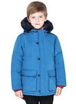 SOLOCOTE Boy Fur Hood Upspec Waterproof Jacket Casual Padded Parka Winter Coat Blue 13-14Y