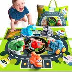 6 PCS Cartoon Truck Car Toys with Cranes,Tractor|Playmat/Storage Bag|Baby Toys for 1 Year Old Boys|1 2 3 Year Old Boy Birthday Gift for First Birthday Gifts for Toddler Toys Age 1-2