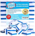 (25 Pack) Extra Durable Eraser Sponge - Extra Thick, Long Lasting, Premium Melamine Sponges in Bulk - Multi-Purpose Power Scrubber - Bathroom, Kitchen, Floor, Bathtub, Toilet, Baseboard, Wall Cleaner