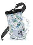 Rifle Paper Co. IP68 Floating Waterproof Phone Pouch/Case (Regular Size) Floating Waterproof Phone Case - iPhone 16 Pro Max/iPhone 15 Pro Max/14 Pro/13/12/S24 - Detachable Lanyard - Garden Party Blue