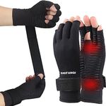 2 Pairs Copper Arthritis Compression Gloves Women Men for Carpal Tunnel, RSI, Joint Pain, Swelling, Tendonitis Relief, Fingerless Arthritis Gloves for Computer Typing, Driving (Large/X-Large)