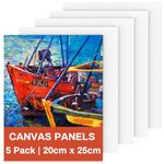 Canvas for Painting 20X25cm, 5 Packs Blank Canvas Board 100% Cotton Acid-Free Canvas Panels for Acrylic Paint, Oil Paint & Wet Water Art Media, Hobby Painters and Beginners