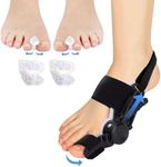 Bunion Corrector for Women & Men, Orthopedic Bunion Splint with Silicone Pad Adjustable Bunions Correction for Bunion Relief with Big Toe Separators Suitable for Left/Right Feet(Black)