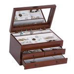 Mele & Co. Fairhaven Wooden Jewelry Box with Floral Marquetry Motif (Walnut Finish)