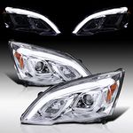 AUTOZENSATION Compatible with 2007-2011 Honda CR-V LED Chrome Clear Projector Headlights L + R Pair Headlamp