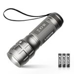 LE LED Torch Battery Powered, LE1000 Bright Hand Flashlight, Adjustable Focus, Water Resistant, Lightweight, for Power Cut, Camping, Dog Walking, Easy to Use Small Torch, Gift for Kids Men Dad Him