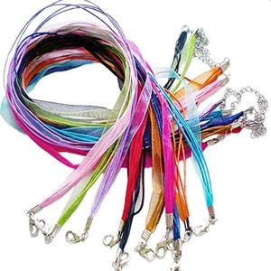 10pcs Mixcolor 4+1 Voile Ribbon Necklace Cord 18" w/Extender~Jewelry Making~