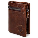 YumSur Mens Leather Wallet, Genuine Leather Wallet, RFID Blocking Men's Wallets Credit Card Holder Coin Pocket Purse External Card Bag, Tri-Fold Wallet for for Valentine's Day, Father's Day