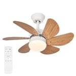 SHENGQINGTOP Ceiling Fans with Lights, 30inch Ceiling Fans with Lamps Reversible, 6 Blades Wood Ceiling Fans with LED Light and Remote for Bedroom Living Room