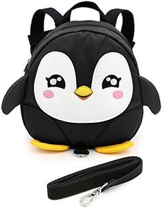 Hipiwe Baby Toddler Walking Safety Backpack Little Kid Boys Girls Anti-lost Travel Bag Harness Reins Cute Cartoon Penguin Mini Backpacks with Safety Leash for Baby 1-3 Years Old (Black), Black, 8.27x2.76x7.87 Inch (Pack of 1)