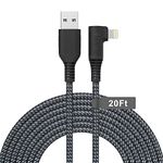 20 ft Lightning Cable iPhone Charger 90 Degree Right Angle(Apple MFi), USB A to Lightning Cable, Nylon Braided Lightning Cable Compatible for iPhone 14 13 12 11 Pro Max XS XR X 8 7 6 5 Plus iPad iPod