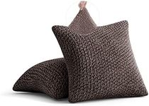 PAULATO BY GA.I.CO. Throw Pillow Cover - 18x18 Pillows Slipcover 2 pcs Set - Soft Polyester Fabric Slipcover - 1-Piece Form Fit Stretch Furniture Protector - Velvet Collection (18x18, Brown )