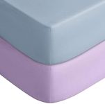 Yoofoss Baby Crib Sheets for Boys Girls, Fitted Crib Sheet 2 Pack for Standard Crib and Toddler Mattress, Super Soft Microfiber Baby Sheet 28x52x8in(Blue-Purple)