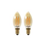 paul russells E14 Small Edison Screw LED Filament - Pack of 2 – 2.5W 20W Equivalent 200LM Lumen 2200K Amber SES Candle C35 Bulbs – Energy Saving Non-Dimmable Light – Extra Warm White