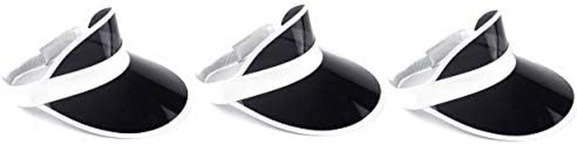 Nicky Bigs Novelties Retro Tennis Beach Plastic Sun Visors Hats, (Pack of 3), Black, One Size