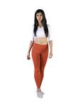 TWIN BIRDS Tailored Cut & Classic Fit Super Stretchable Coral Flame Orange Coloured Cotton Elasthane Fabric Ankle Length Leggings for Women - (L)