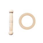 CHANNAPATNA TOYS Wood Baby Teething Ring Toys For Babies 0-12 Months Baby Toys 0-3-6-12 Months 2 Shapes Infant Toys Baby Teether Teethers For Babies Baby Rattle Girl Boy Gifts Toys,Beige