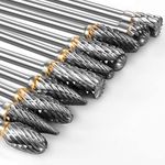 FOTYBEI 10Pcs Tungsten Carbide Rotary Burr Set Compatible with Dremel Rotary Tool Accessories, Die Grinder Bits with 1/8" Shank for DIY Woodworking, Carving, Metal Polishing, Engraving, Drilling