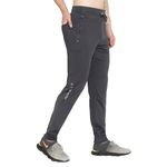 John Ally Jogger Trackpant for Men with Two Zipper Pockets and Premium Fabric. Sweat Wicking, Stretchable for Gym, Yoga, Training, Sports, Running and Casual wear. (Gunmetal Grey - M)