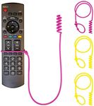 Remote Pigtail | Never Misplace Your Remote Again | Remote Tether | Lost Remote Solution | Fits Apple, Samsung, Sony, LG, Dyson and Other remotes | Silicone | 4-Pack (2 Purple & 2 Yellow)